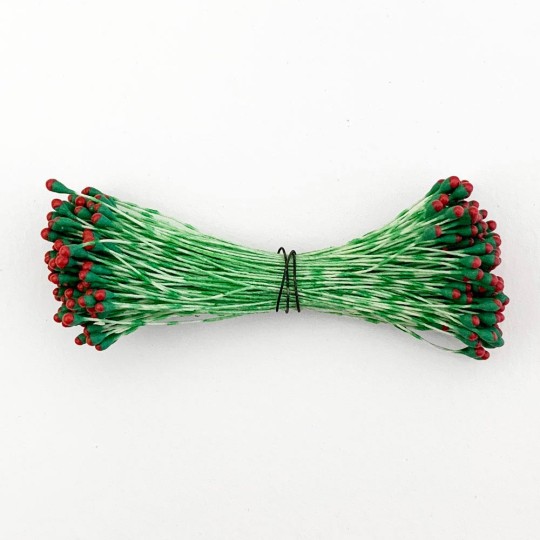 Green and Red Tip Flower Stamen Pips for Flower Crafting